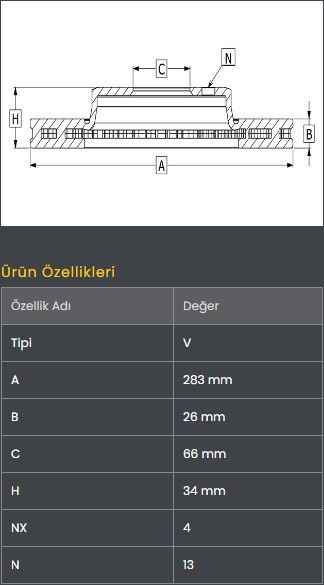 FREN DISKI ON (280-5)- TRANSPORTER T4 96-03 / 2.4 2.5 TDI