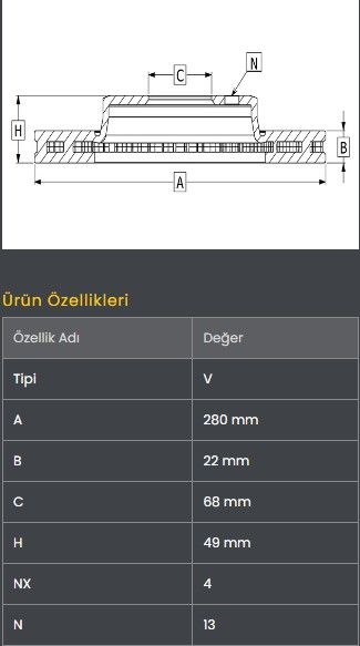FREN DISKI ON (280-4)- PRIMERA-P11 96-01 1.6/1.8/2.0 / ALMERA 00-