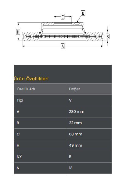 FREN DISKI ON (280-5)- MAXIMA 95-00