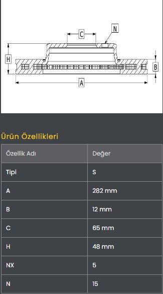 FREN DISKI ARKA (260-5)- CADDY / GOLF5 / GOLF6 / JETTA / A3 / LEON 04-13