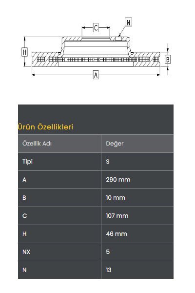 FREN DISKI ON (290-5)- VITARA-3D 90-01 / JIMNY 98-02 / SAMURAI-SJ413 86-