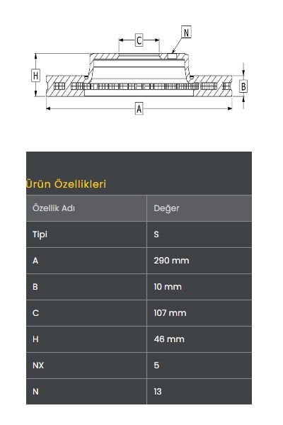 FREN DISKI ON (290-5)- VITARA-3D 90-01 / JIMNY 98-02 / SAMURAI-SJ413 86-