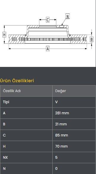 FREN DISKI ON (280-5)-TATA-XENON 2WD 08-10