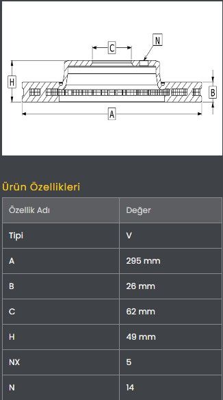 FREN DISKI ON (295-5)- AVENSIS 09- / VERSO 09-