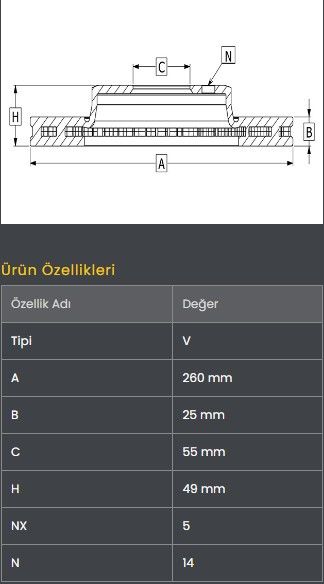 FREN DISKI ON (260-5)- AVENSIS 97-02