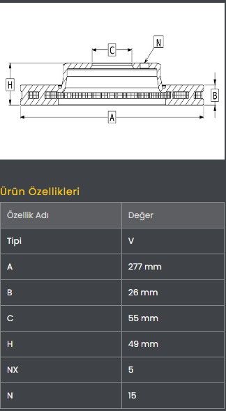 FREN DISKI ON (277-5)- AVENSIS 1.6cc 03-08