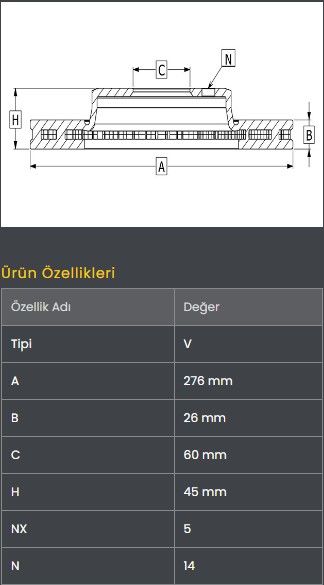 FREN DISKI ON (276-5)-CRUZE 09-/ASTRA-J 09-