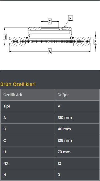 FREN DISKI ARKA (310-12)- CANTER FUSO 17-  (EURO6)