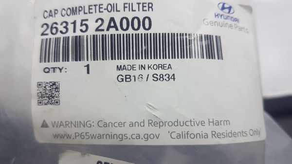 Yağ Filtre kapağı Blue/i20/Elantra