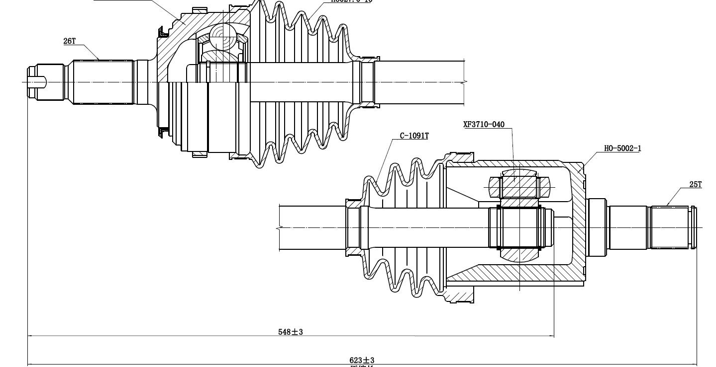AKS KOMPLE SAG (26*623*25*50 ABS)- CIVIC 92-00