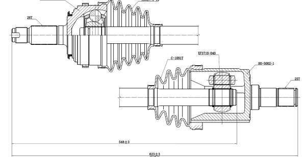 AKS KOMPLE SAG (26*623*25*50 ABS)- CIVIC 92-00