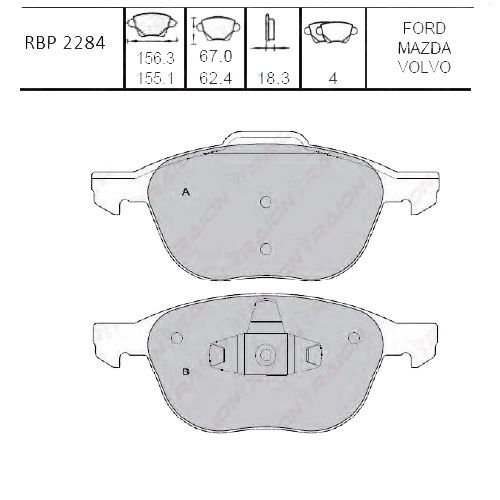 ON FREN BALATA - MAZDA-3 03-13 / FOCUS 04-08 / VOLVO S40 04-