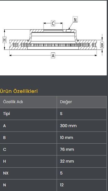 FREN DISKI ARKA (300-5)- TUCSON 21- / SPORTAGE 21-