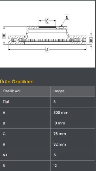 FREN DISKI ARKA (300-5)- TUCSON 21- / SPORTAGE 21-